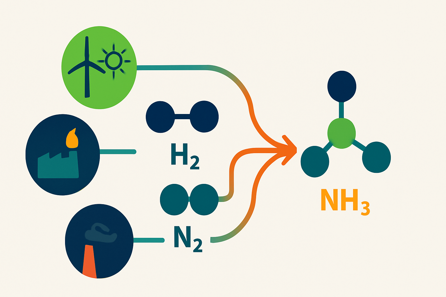 Ammonia synthesis from green hydrogen